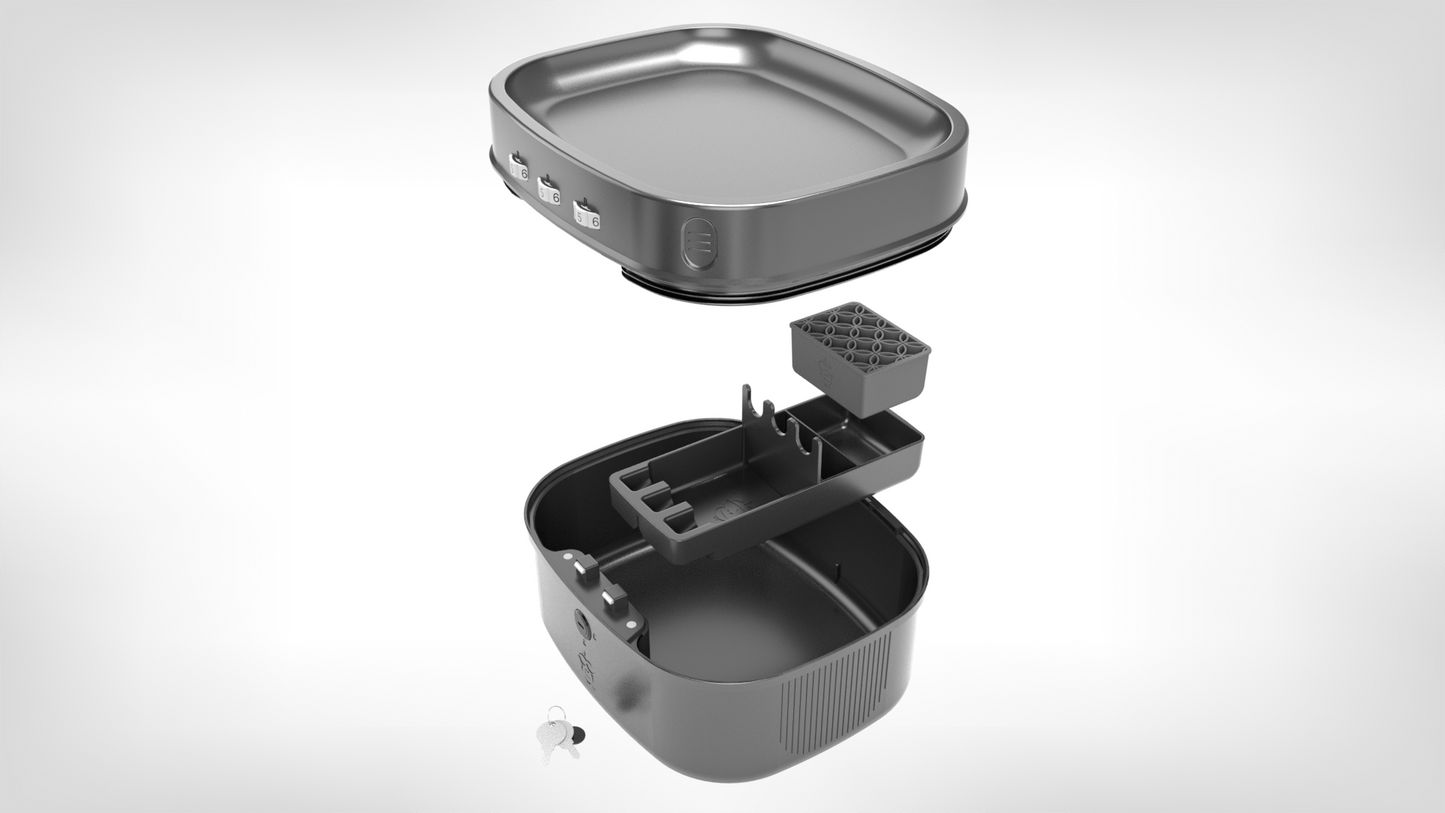 Lockable Odor-Proof Storage Box – Secure and Discreet | Open View with Compartment